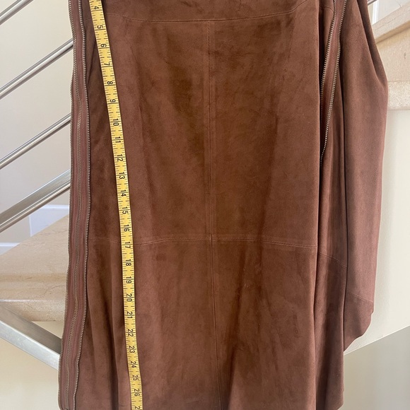 VINTAGE ICEBERG elegant BROWN Swede zippers SKIRT - Picture 3 of 16